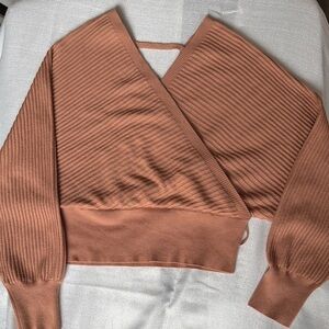 Love Tree Camel Ribbed Knit Sweater